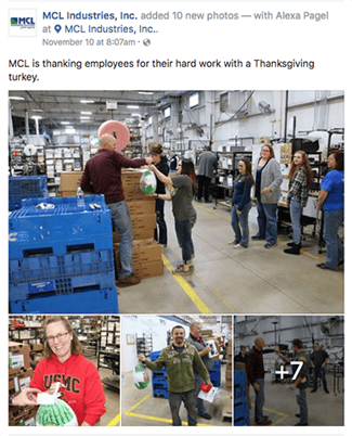 MCL Thanksgiving turkey Facebook post